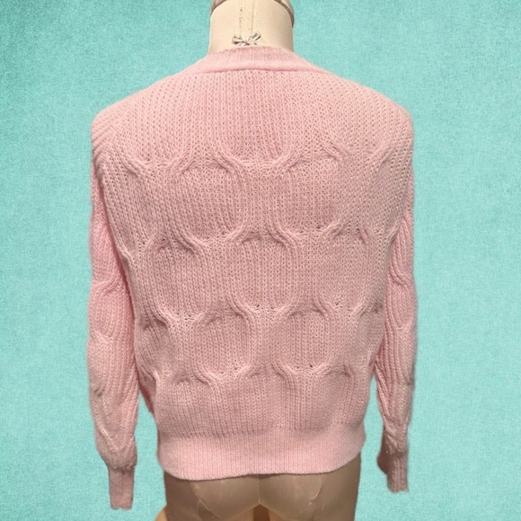 Preloved Adorable Coquette Pink Knitted Women's Sweater with Bows - Picture 6 of 7